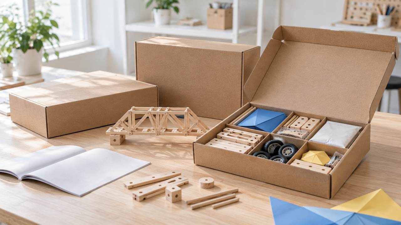 Shelf-ready STEM kit with custom insert packaging