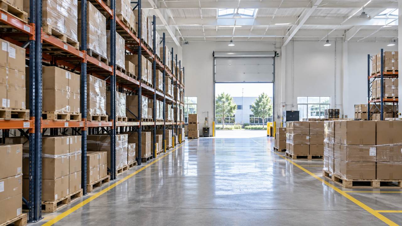 US warehouse with palletized inventory